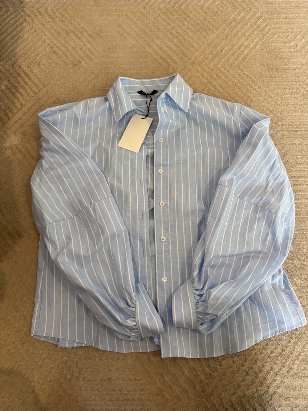 zara Light Blue Striped Button-Up Shirt - Classic Men's Shirt - Picture 2 of 3